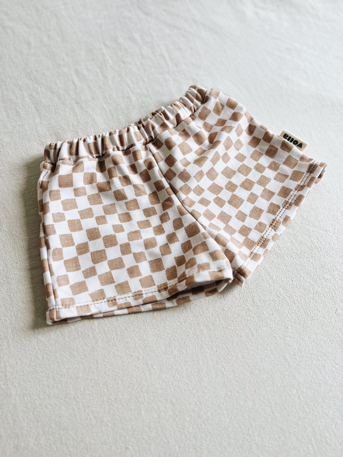Short Loose Damier Noisette Coton Bio