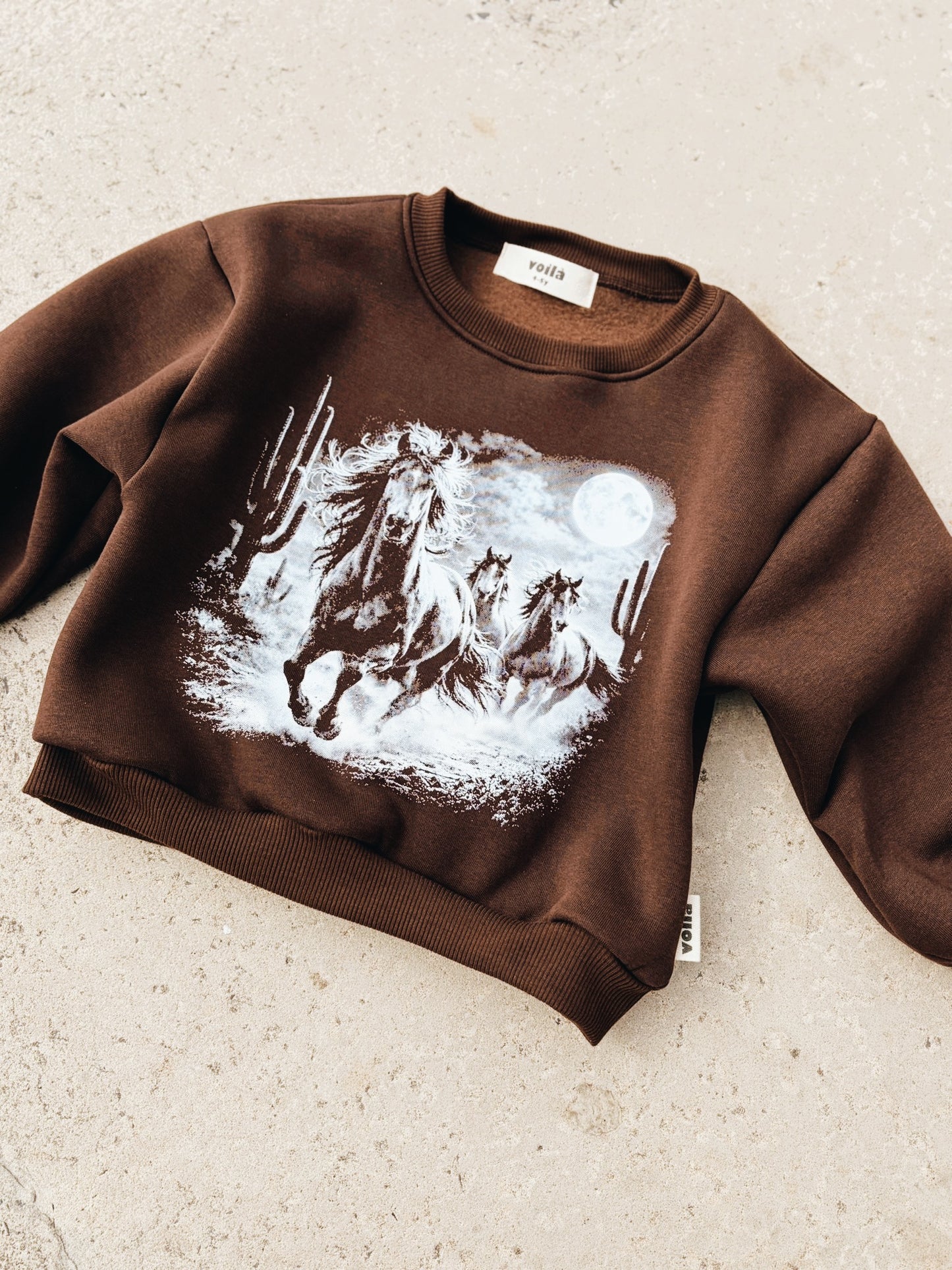 Sweat "Chevaux Du Désert" - Chocolat Noir