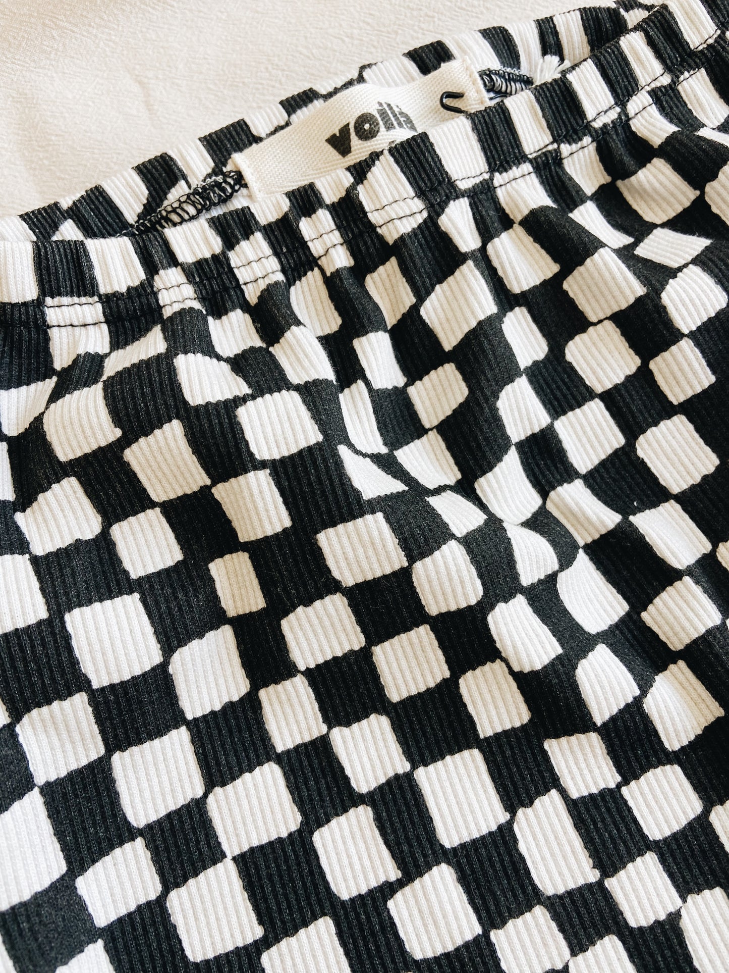 Sarouel Motif Damier Charbon Coton Bio