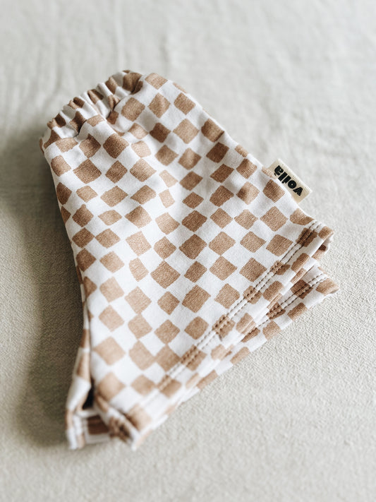 Short Loose Damier Noisette Coton Bio