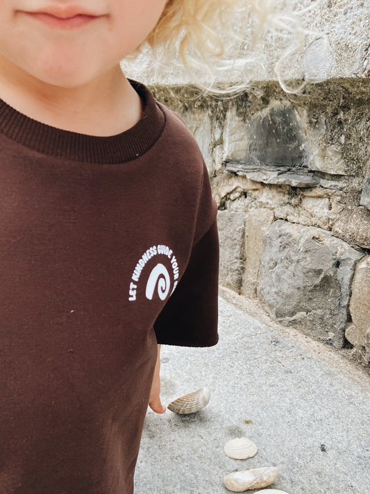 T-Shirt Oversize "Saltwater & kindness" - Chocolat Noir