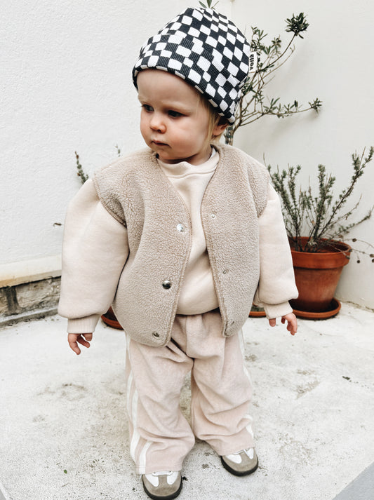 Bonnet Motif Damier Charbon