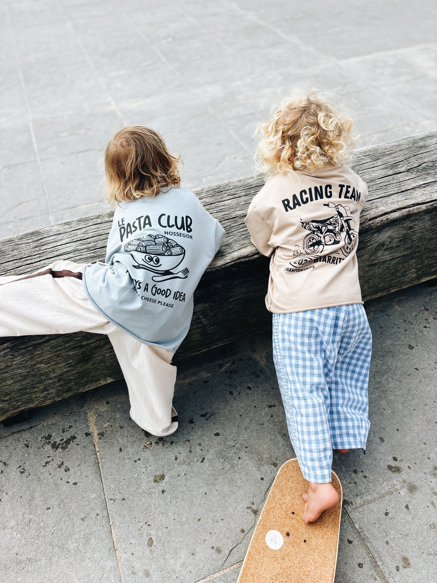 T-Shirt Oversize "Le Pasta Club" - Bleu glacier