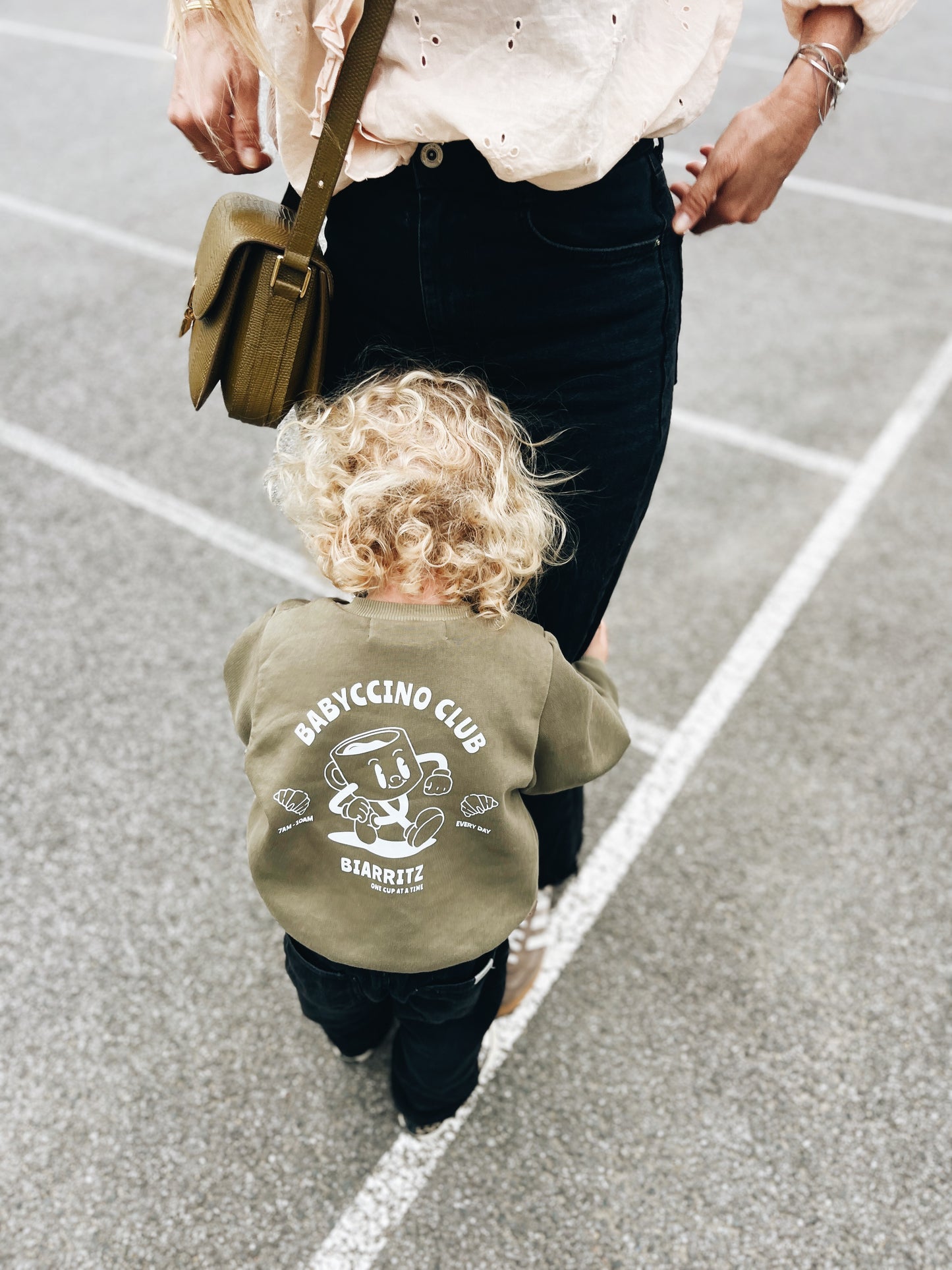 Sweat "Babyccino club" À personnaliser - Vert Olive