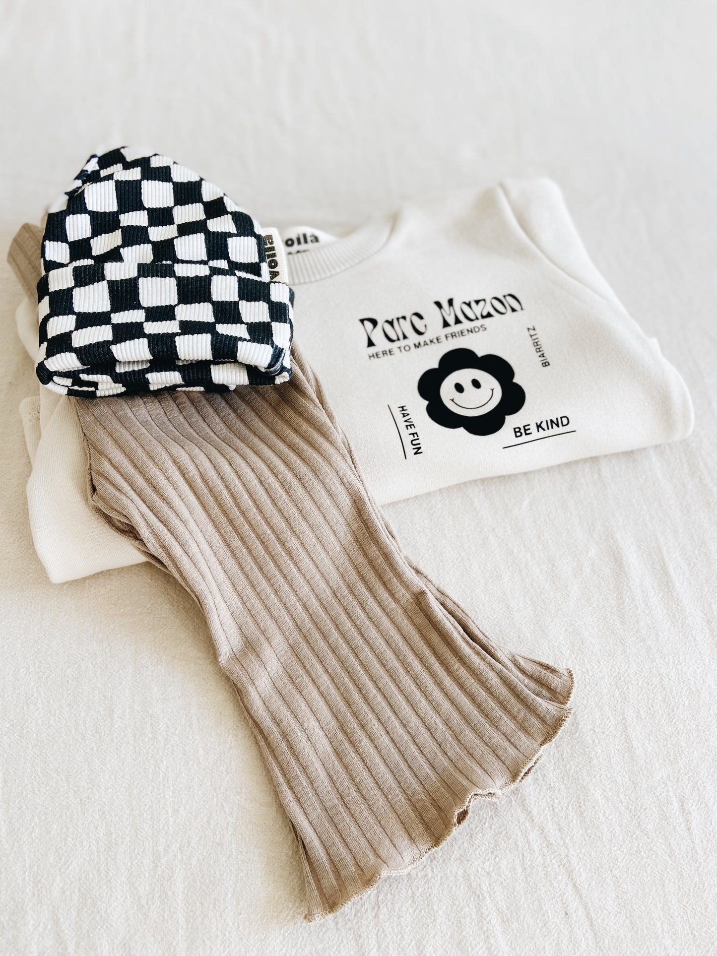 Pantalon Évasé Beige