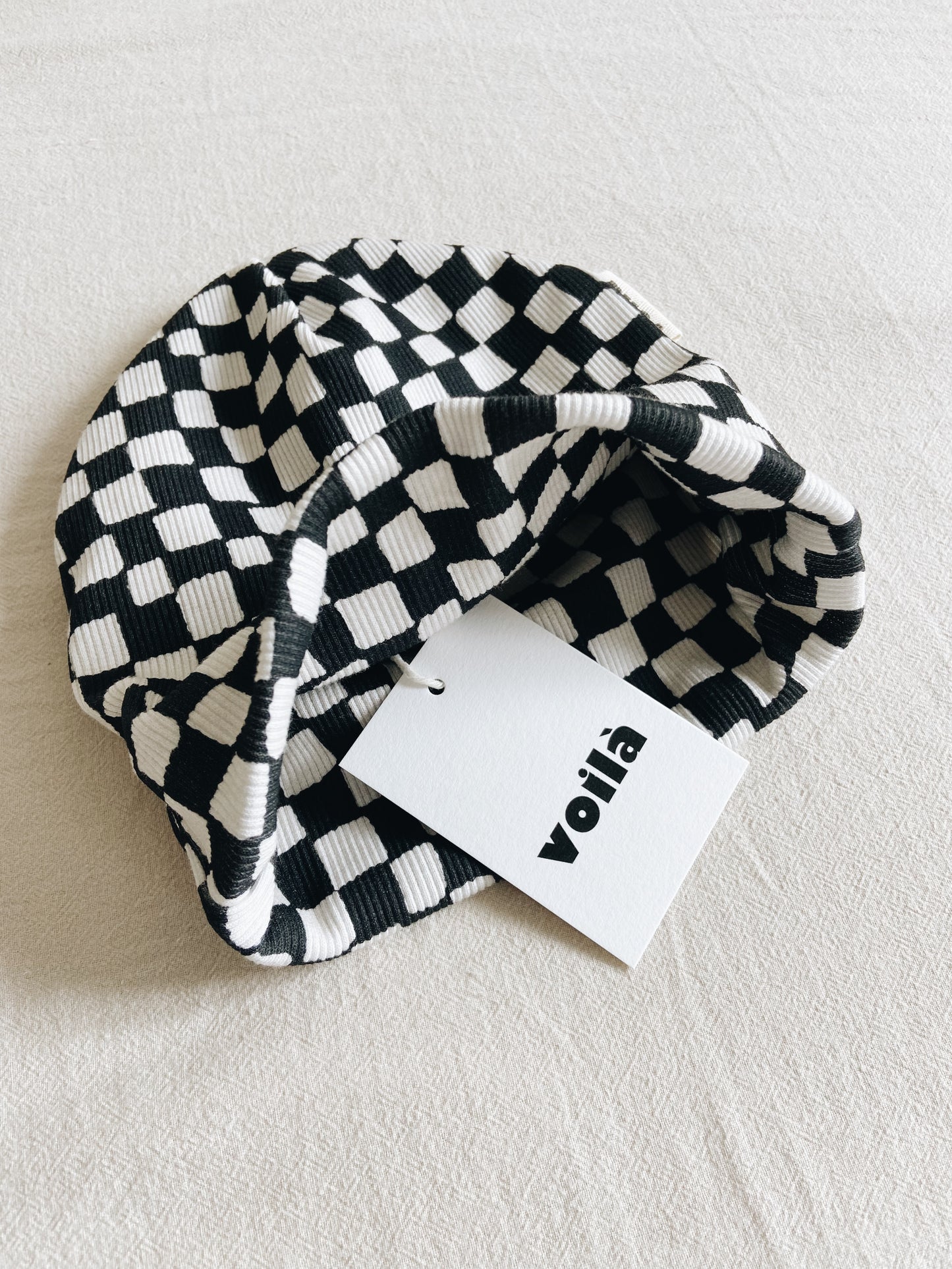Bonnet Motif Damier Charbon