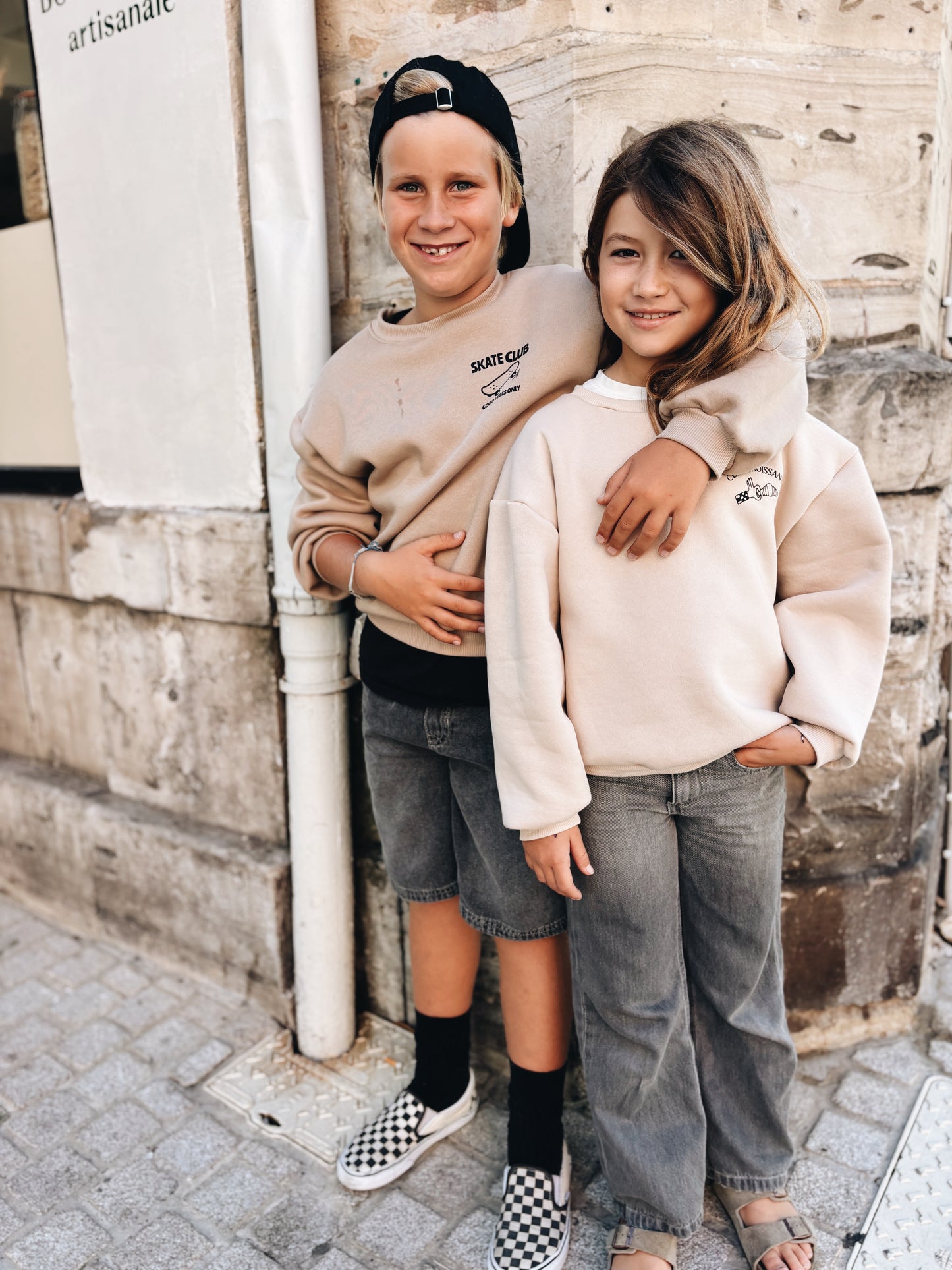 Sweat "Skate club" À Personnaliser - Beige Foncé