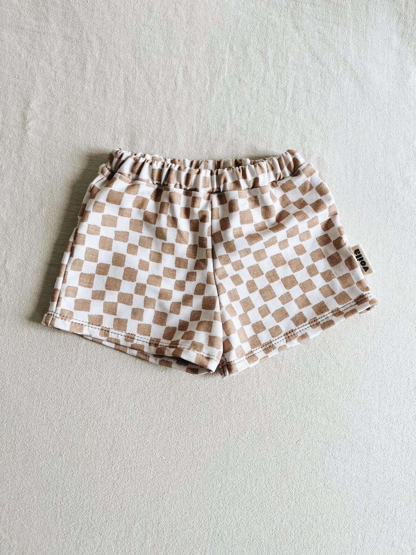 Short Loose Damier Noisette Coton Bio