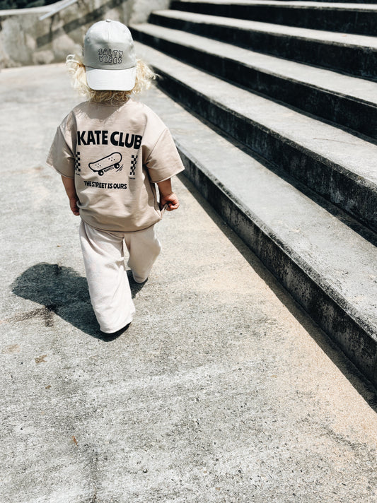 T-Shirt Oversize "Skate club" - Beige foncé
