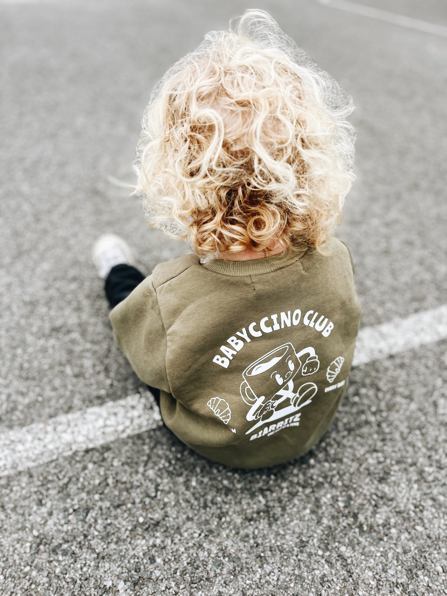Sweat "Babyccino club" À personnaliser - Vert Olive
