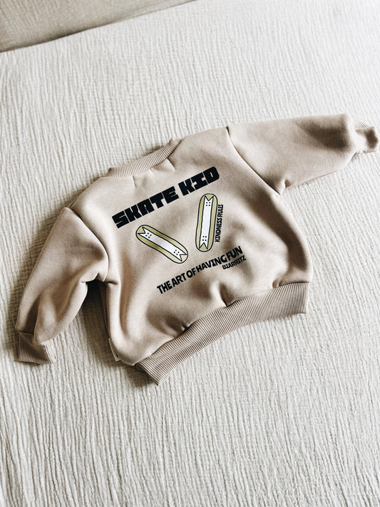 Sweat Beige Foncé "Skate kid"