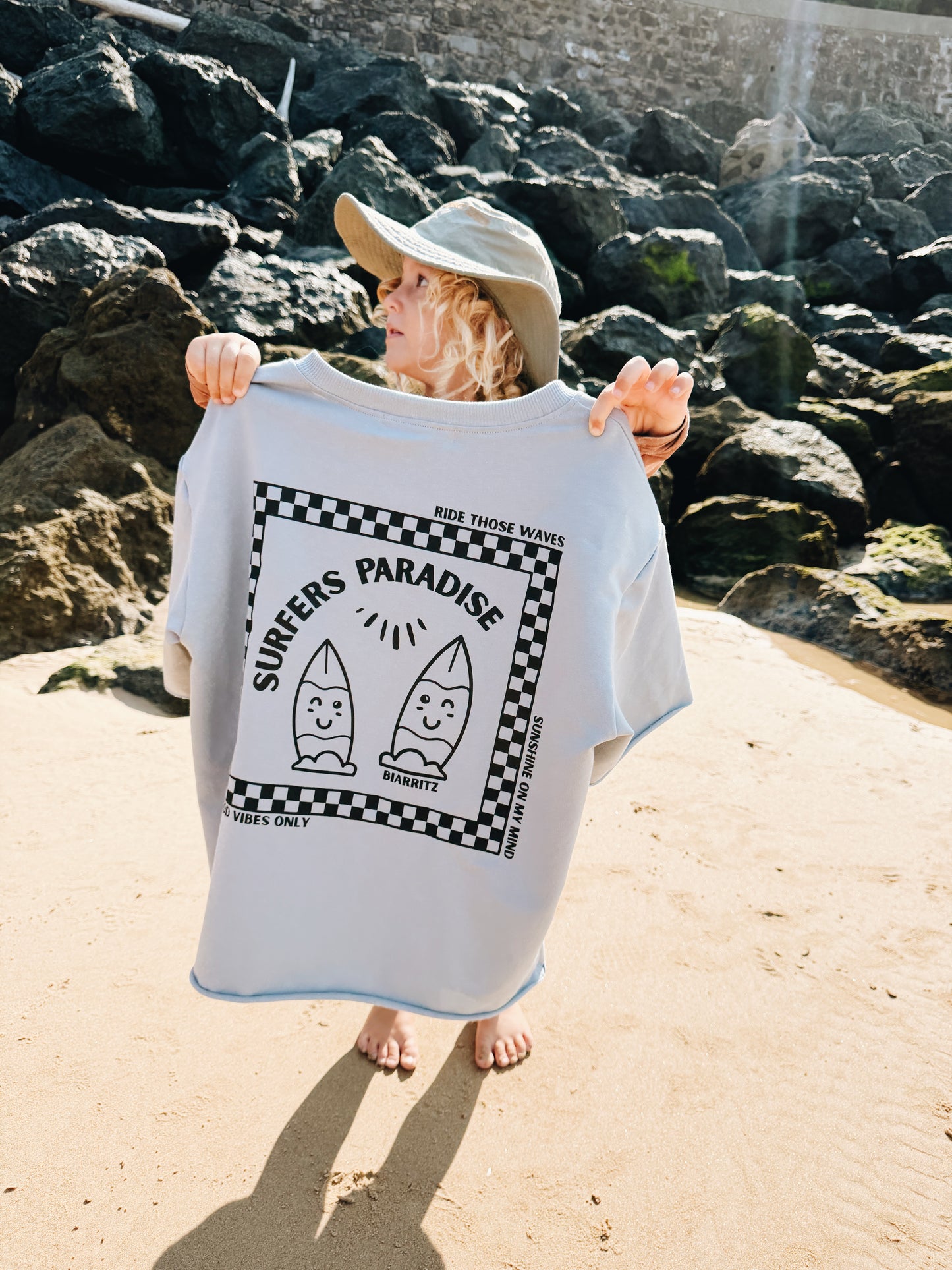 T-Shirt Oversize "Surfers Paradise" - Bleu glacier