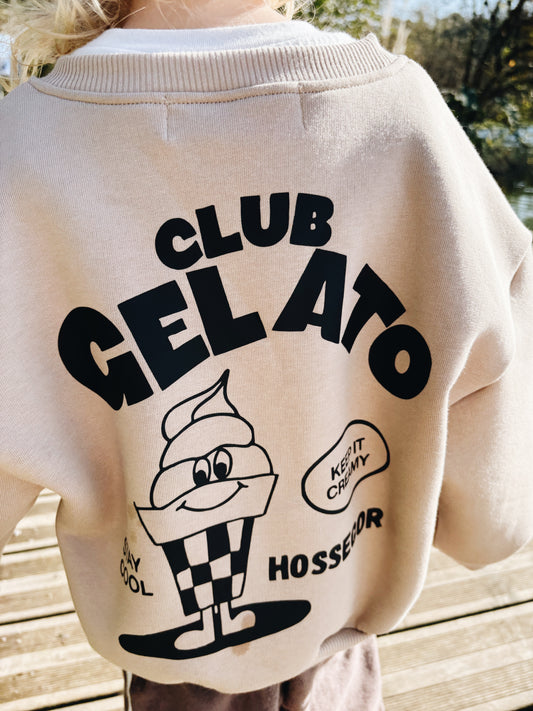Sweat "Club Gelato" À Personnaliser - Beige Foncé