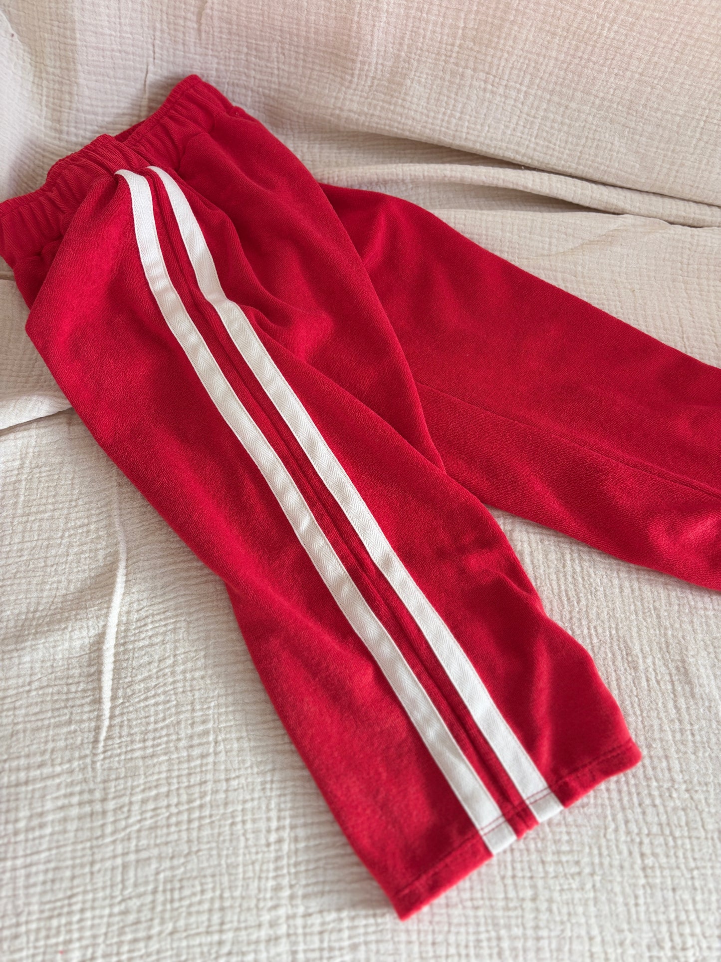 Pantalon Éponge À Double Bande - Rouge