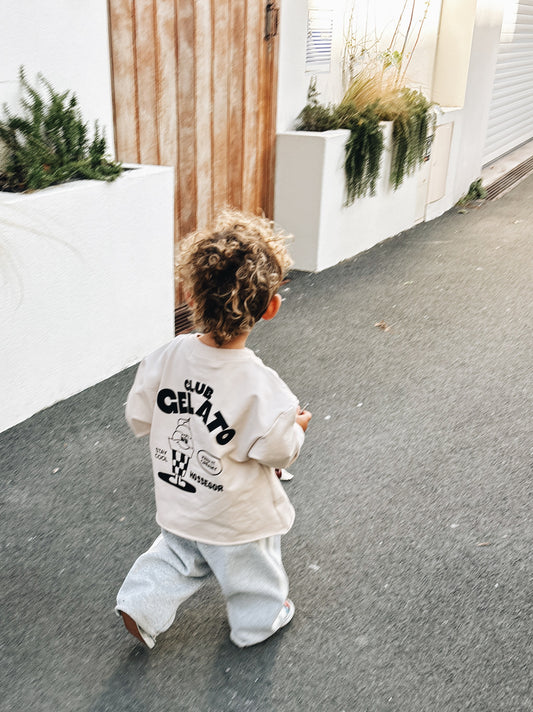 Pantalon Épais À Double Bande - Gris Chiné