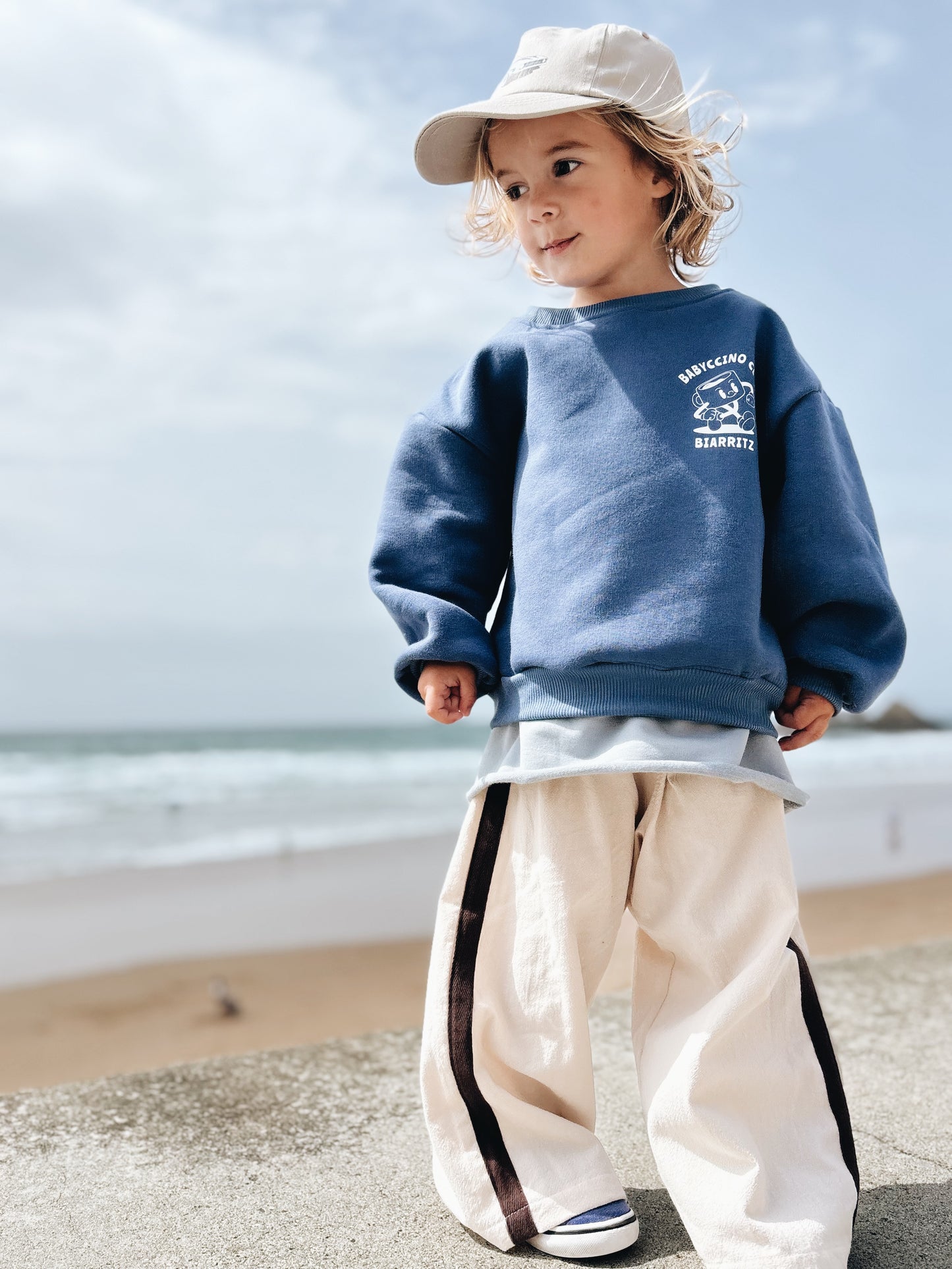 Sweat "Babyccino club" À Personnaliser - Bleu Encre