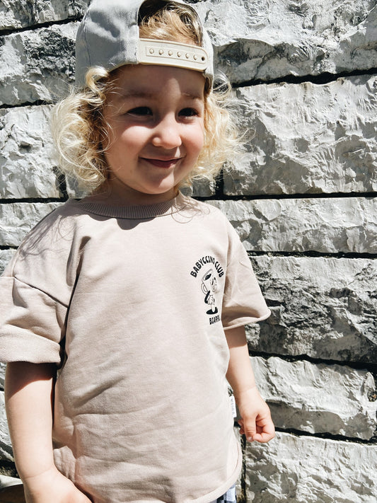 T-Shirt Oversize "Babyccino club" - Beige foncé