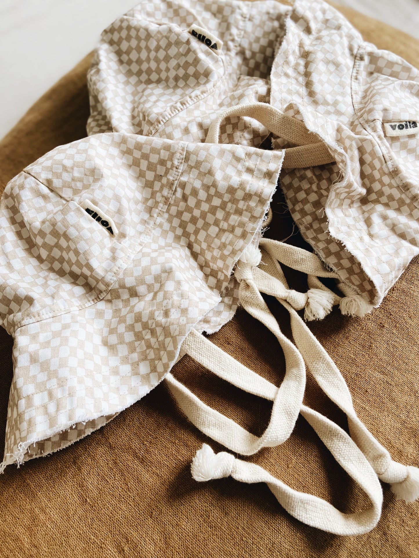 Chapeau Damier Beige Coton Bio