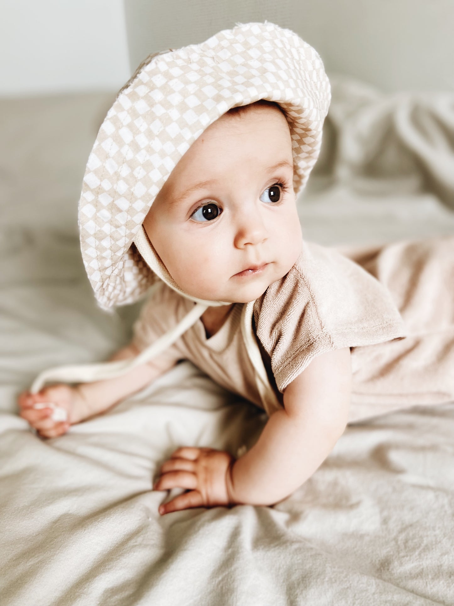 Chapeau Damier Beige Coton Bio