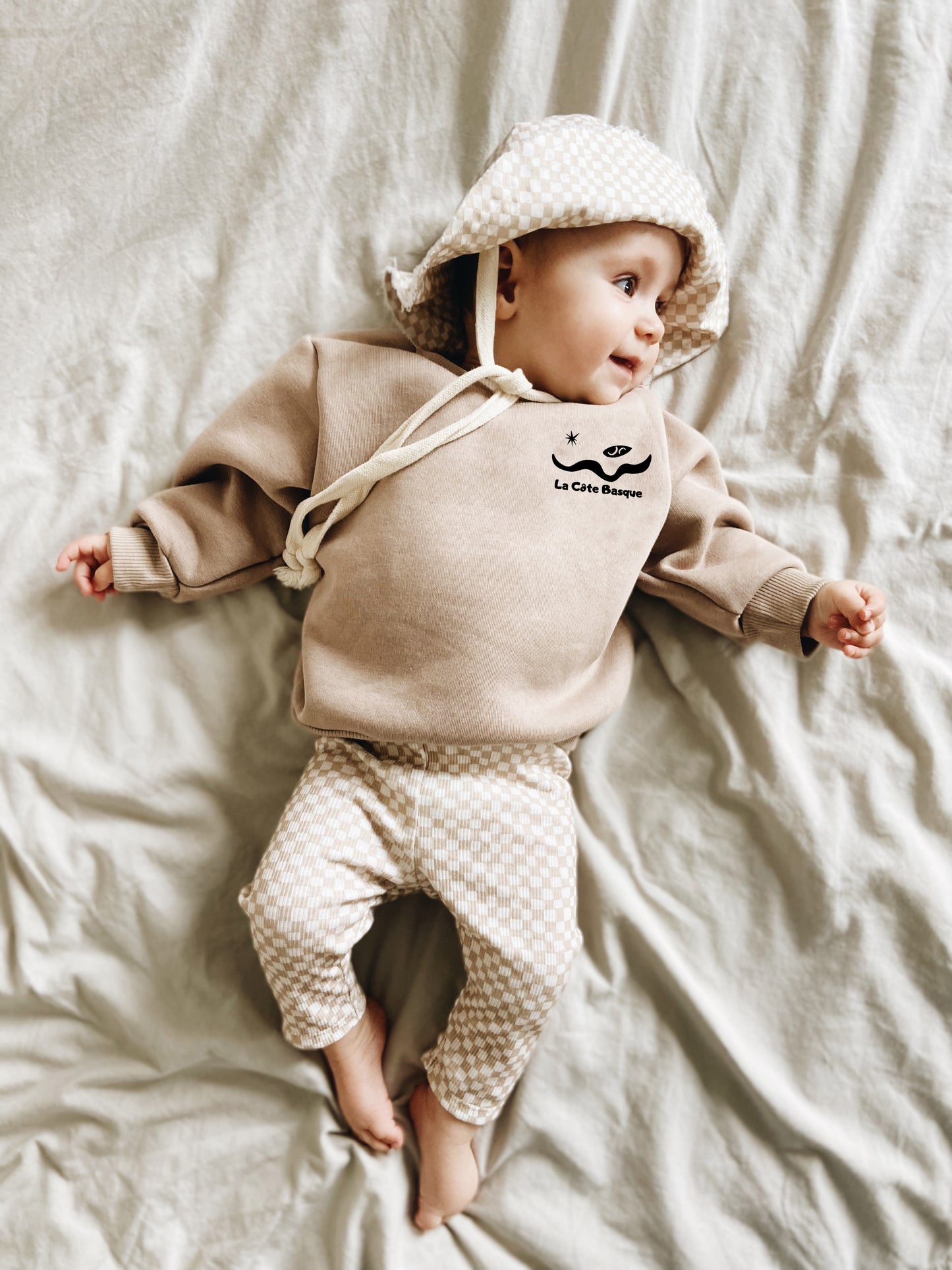 Cream Organic Cotton Sweatshirt "Future Surfer Biarritz"