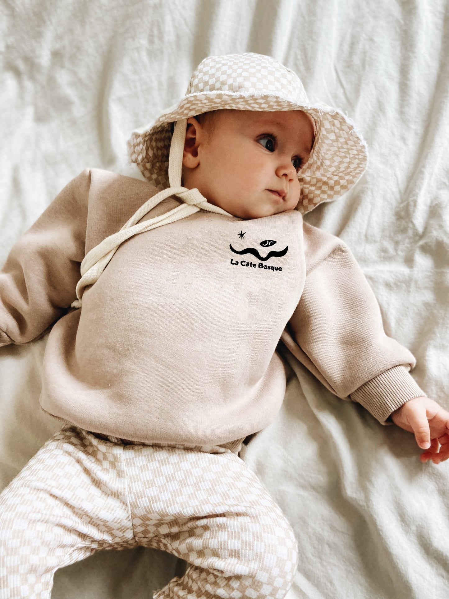 Cream Organic Cotton Sweatshirt "Future Surfer Biarritz"