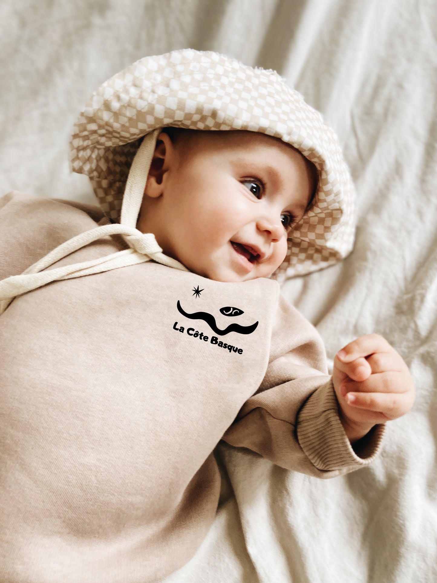 Cream Organic Cotton Sweatshirt "Future Surfer Biarritz"
