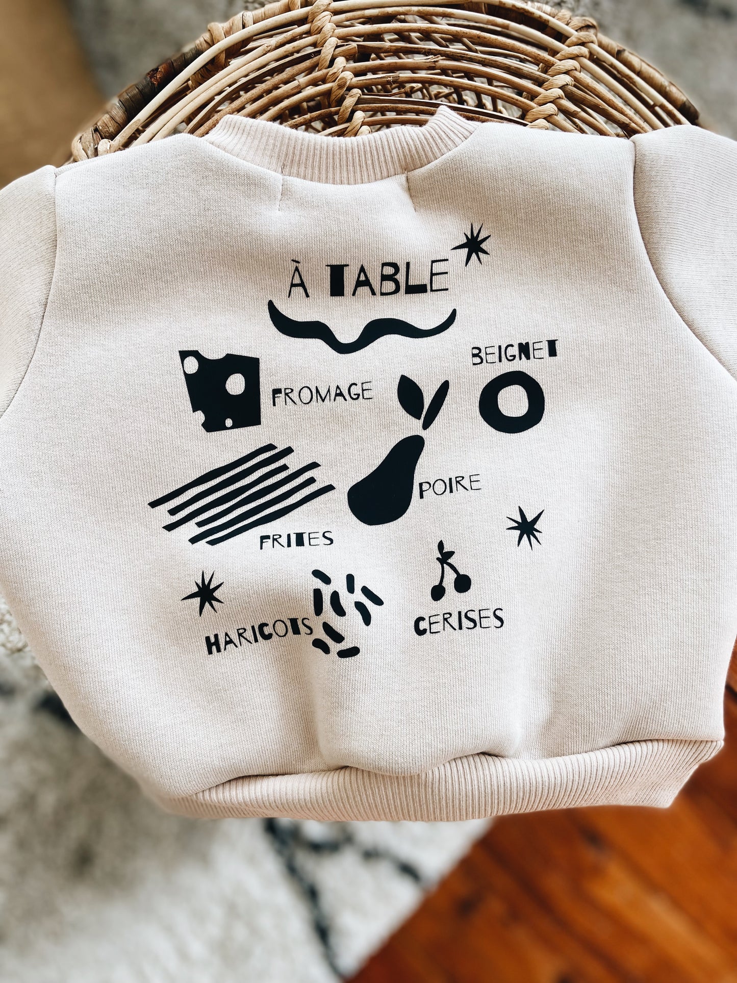 Sweat Beige Clair "Bon appétit"