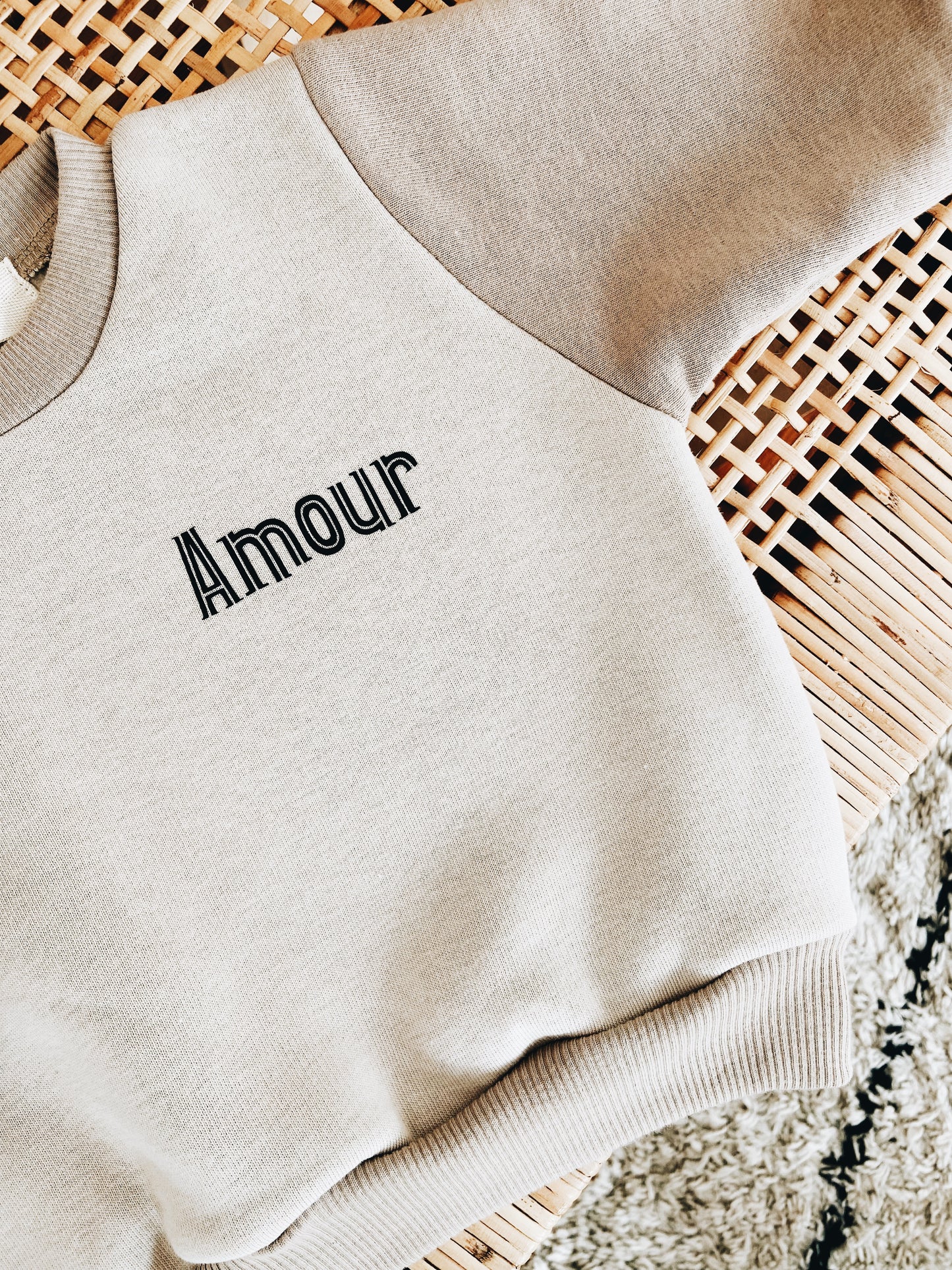 Sweat Contraste Beige "Amour"