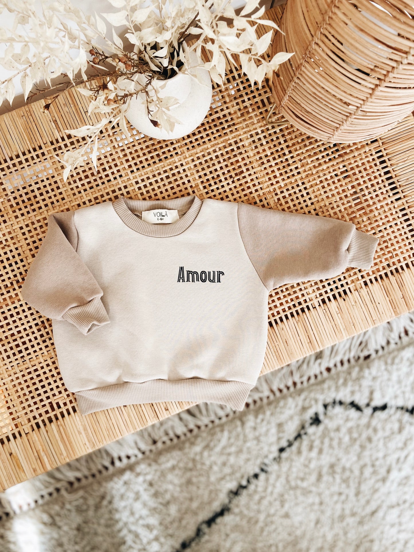 Sweat Contraste Beige "Amour"