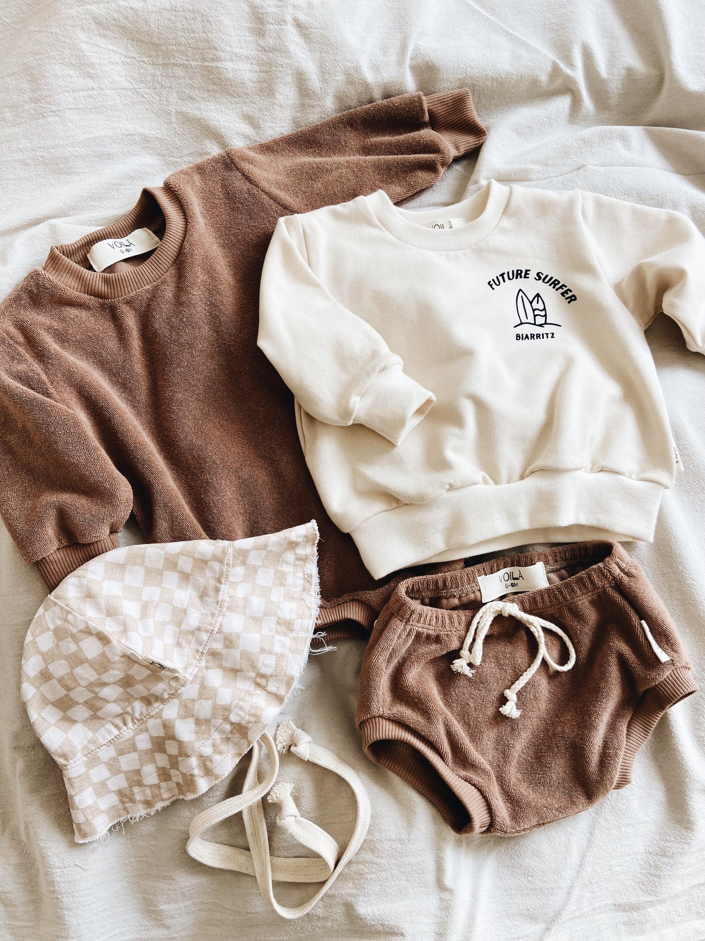 Sweat Crème Coton Bio "Future Surfer Biarritz"