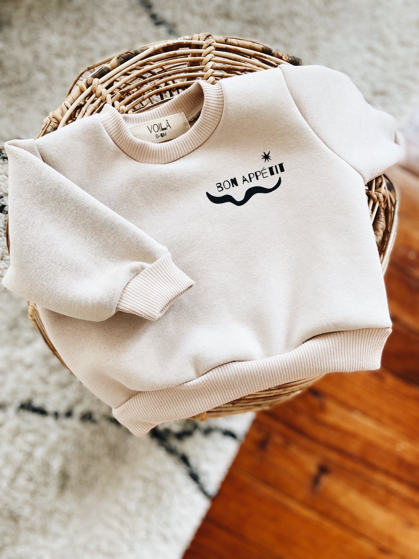 Sweat Beige Clair "Bon appétit"
