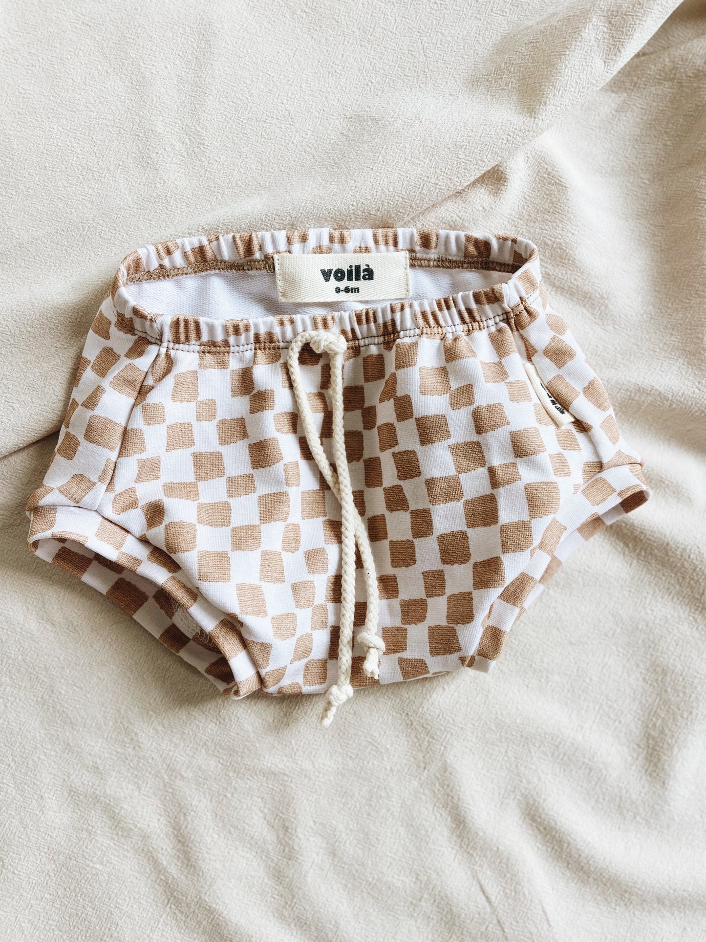 Short Damier Noisette Coton bio