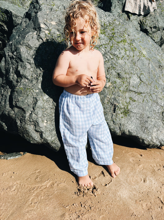 Pantalon Vichy bleu