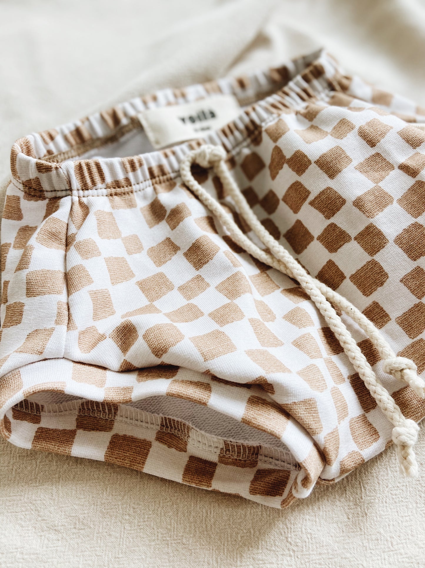 Short Damier Noisette Coton bio