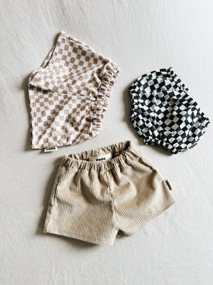 Short Loose Damier Noisette Coton Bio