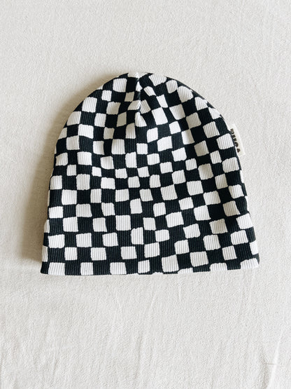 Bonnet Motif Damier Charbon