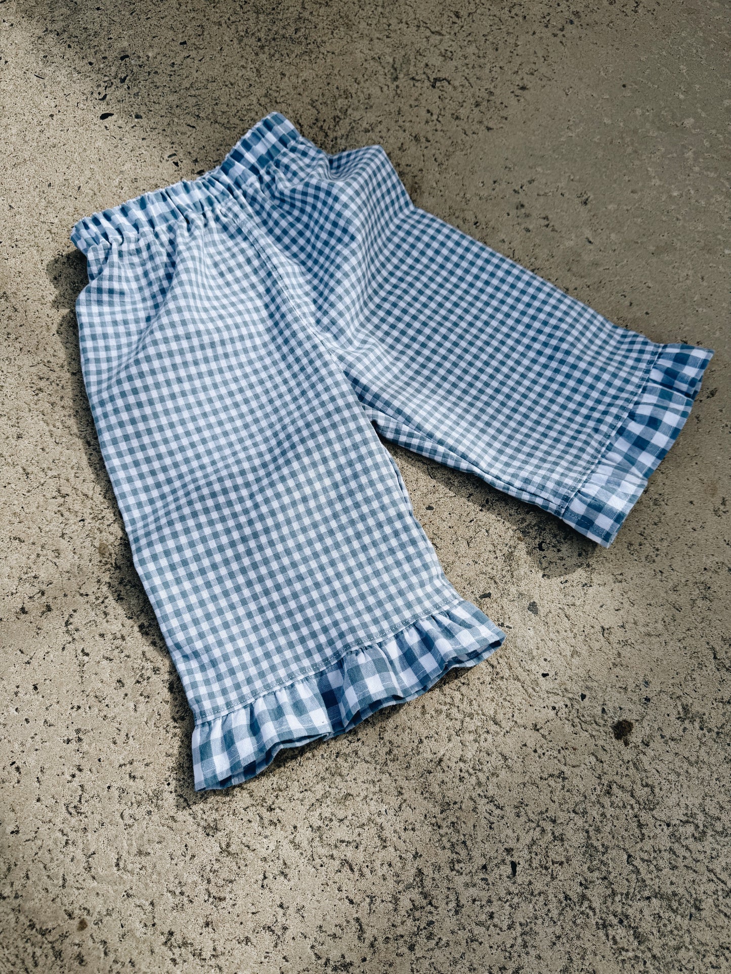 Pantalon Vichy Bleu À Volants
