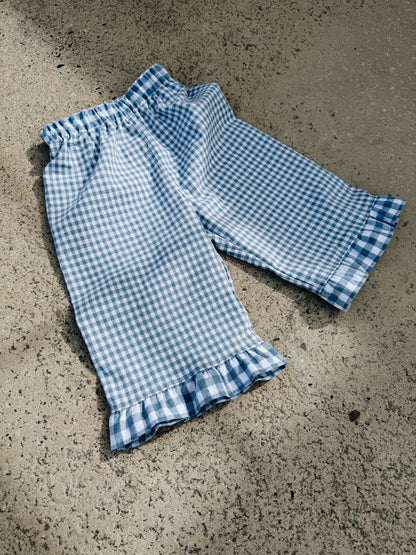 Pantalon Vichy Bleu À Volants