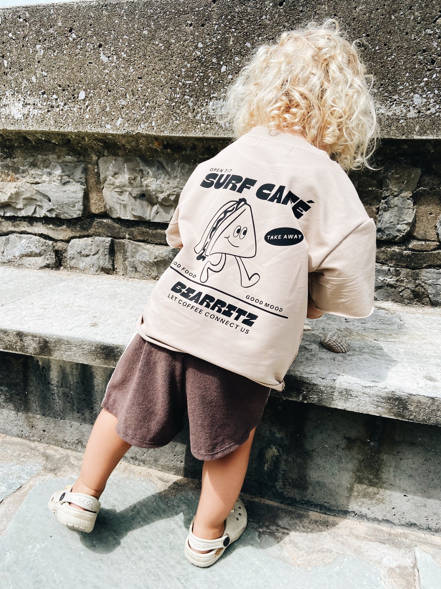 T-Shirt Oversize "Surf café" - Beige foncé