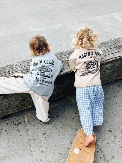 T-Shirt Oversize "Le Pasta Club" - Bleu glacier
