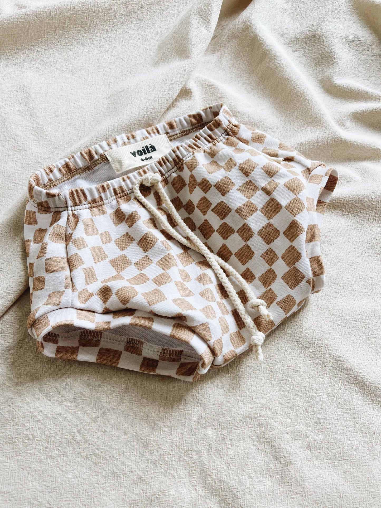 Short Damier Noisette Coton bio