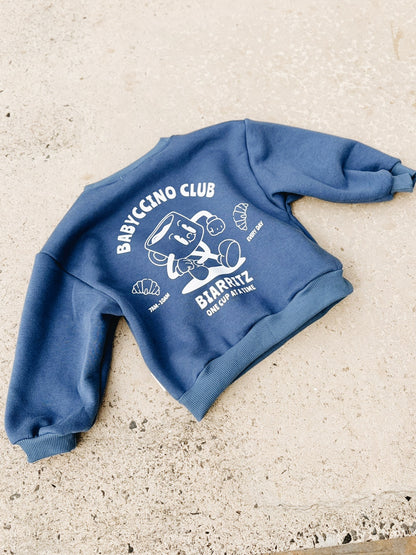 Sweat "Babyccino club" À Personnaliser - Bleu Encre