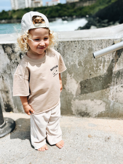 T-Shirt Oversize "Skate club" - Beige foncé