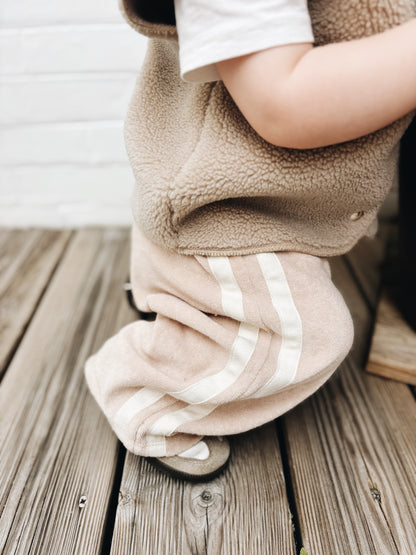 Pantalon Éponge À Double Bande - Beige Clair