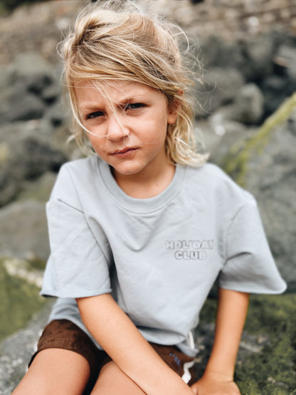 T-Shirt Oversize "Holiday Club" - Bleu glacier