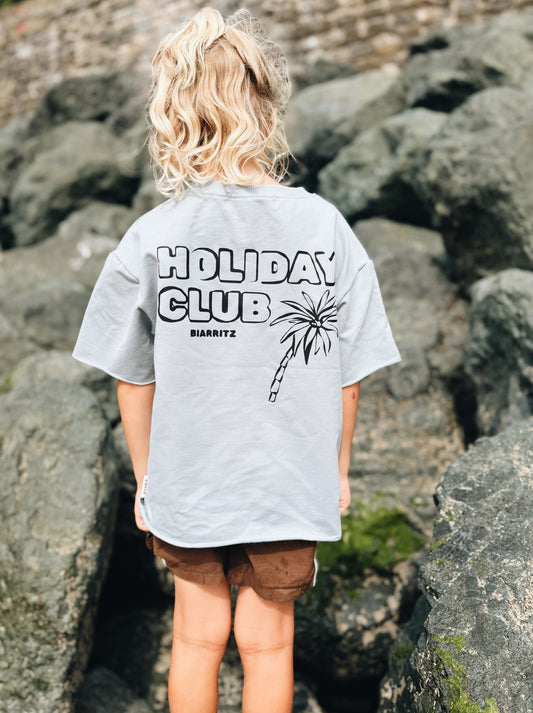 T-Shirt Oversize "Holiday Club" - Bleu glacier