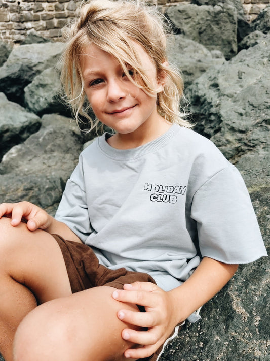 T-Shirt Oversize "Holiday Club" - Bleu glacier