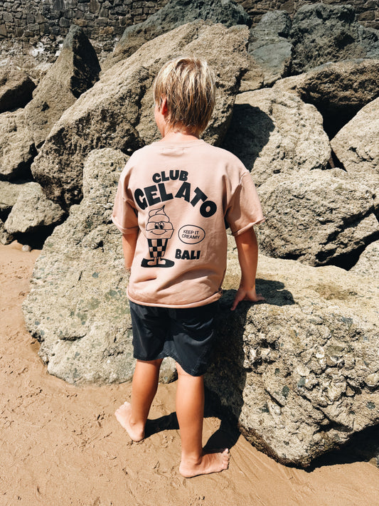 T-Shirt Oversize "Club Gelato" - Noisette