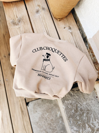 Sweat "Club Croquettes" À Personnaliser - Beige Foncé