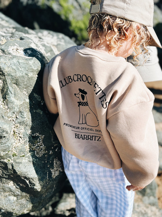 Sweat "Club Croquettes" À Personnaliser - Beige Foncé
